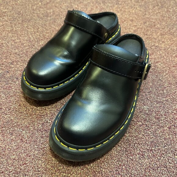 Dr. Martens Laketen Atlas Leather Slingback Platform Mules, Black, W8 - Picture 3 of 6